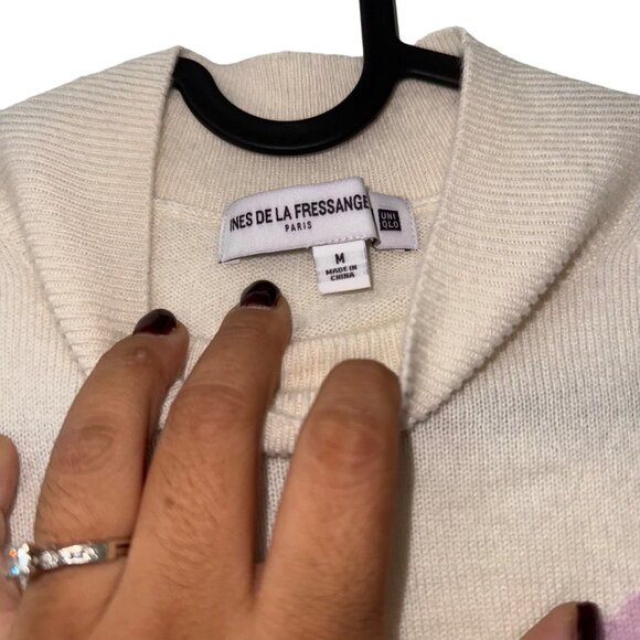 Ines De La Fressange  Uniqlo Multicolor Chevron Cashmere Mock Neck Sweater M - Picture 5 of 5